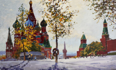 Malerei mit dem Titel "В центре Москвы." von Sergei Krupkin, Original-Kunstwerk, Öl