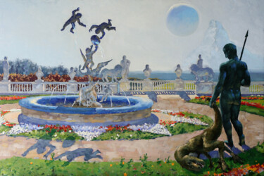 Malerei mit dem Titel "Выходной день в уса…" von Sergei Krupkin, Original-Kunstwerk, Öl