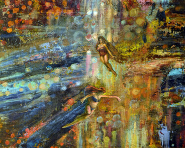 Pittura intitolato "Angels of light" da Sergei Lisitsyn, Opera d'arte originale, Olio