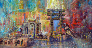 Painting titled "Time Portal" by Sergei Lisitsyn, Original Artwork, Oil
