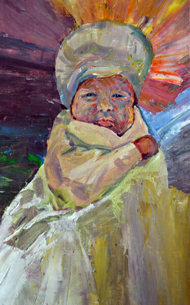 Painting titled "Baby of my friends" by Sergei Lisitsyn, Original Artwork, Oil