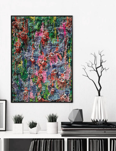 Painting titled "The Fairy Gardens o…" by Sergei Safaev, Original Artwork, Acrylic Mounted on Wood Stretcher frame