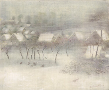 Malerei mit dem Titel "Winter Games" von Sergej Pisarenko, Original-Kunstwerk, Öl
