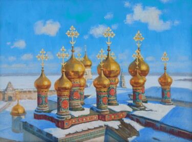 Peinture intitulée "Золото Руси" par Sergei Iurevich Gusev, Œuvre d'art originale, Huile Monté sur Châssis en bois