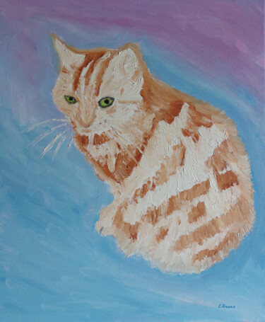 绘画 标题为“Cat with human eyes” 由Sergej Danko, 原创艺术品, 油