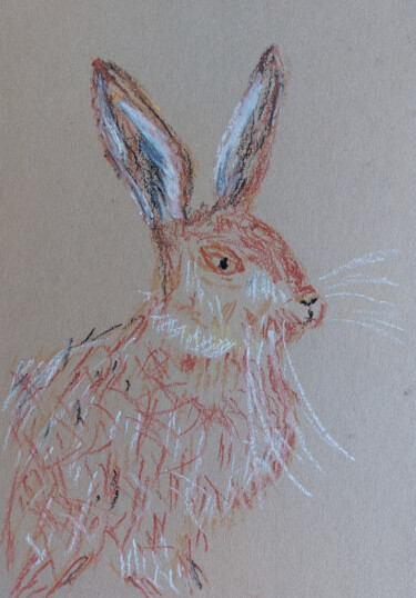 Drawing titled "Hare" by Sergej Danko, Original Artwork, Pastel