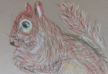 Dessin intitulée "Squirrel" par Sergej Danko, Œuvre d'art originale, Pastel