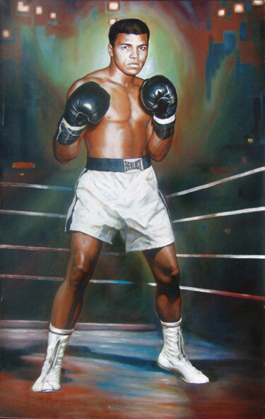 Schilderij getiteld "Muhammad Ali" door Sergey And Vera, Origineel Kunstwerk, Olie