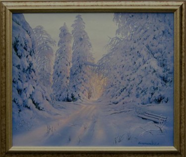 Картина под названием "winter wood 02" - Sergey Kolodyazhniy, Подлинное произведение искусства, Масло