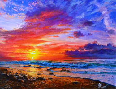 Pintura intitulada "Seascape (ART003500…" por Sergey Kolodyazhniy, Obras de arte originais, Óleo