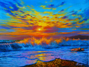 Painting titled "Seascape (ART003500…" by Sergey Kolodyazhniy, Original Artwork, Oil