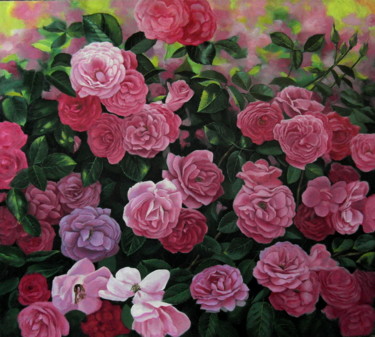 Картина под названием "Rose garden" - Sergey Kolodyazhniy, Подлинное произведение искусства, Масло