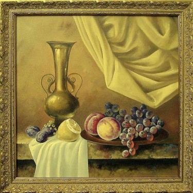 Картина под названием "still life vase" - Sergey Kolodyazhniy, Подлинное произведение искусства, Масло