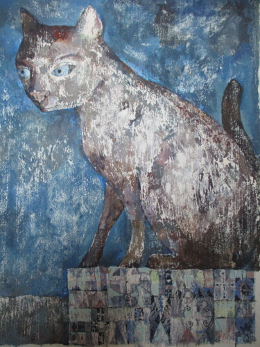 "Lonely Cat" başlıklı Tablo Sergey Kostin tarafından, Orijinal sanat, Akrilik