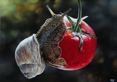 Картина под названием "Snail" - Sergey Kuzmin, Подлинное произведение искусства, Масло Установлен на Другая жесткая панель