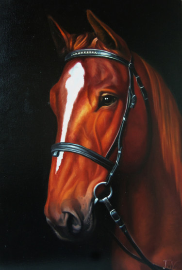 Pittura intitolato "Horse portrait-1 (4…" da Sergey Miqayelya, Opera d'arte originale, Olio Montato su Telaio per barella in…