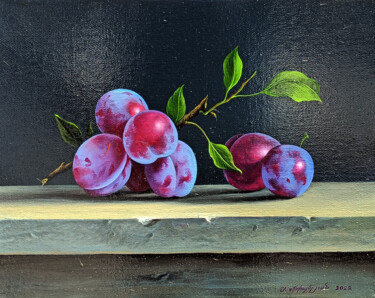 Peinture intitulée "Still life plums (2…" par Sergey Miqayelya, Œuvre d'art originale, Huile Monté sur Châssis en bois