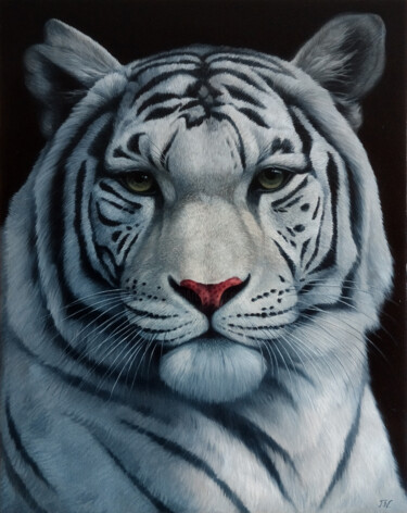 Painting titled "Majesty in Monochro…" by Sergey Miqayelya, Original Artwork, Oil Mounted on Wood Stretcher frame