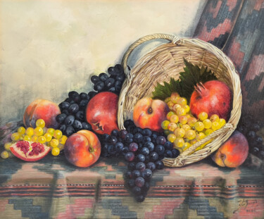 Schilderij getiteld "Fruitful Abundance" door Sergey Miqayelya, Origineel Kunstwerk, Olie Gemonteerd op Frame voor houten br…