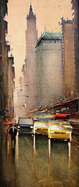 Malerei mit dem Titel "Chinatown. New York" von Sergey Potikha, Original-Kunstwerk, Öl