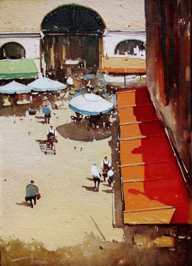 Schilderij getiteld "Rialto Market. Veni…" door Sergey Potikha, Origineel Kunstwerk, Olie