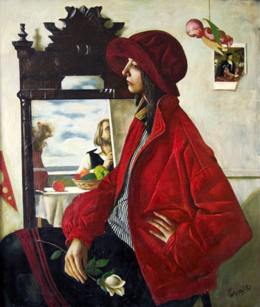 Картина под названием "The Artist and the…" - Sergey Sokolov, Подлинное произведение искусства, Масло