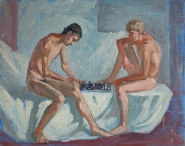 Pittura intitolato "Chess Players" da Sergey Sovkov, Opera d'arte originale