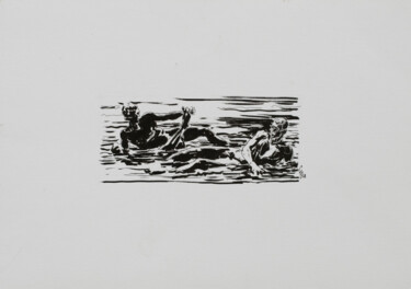 Drawing titled "In shallow water." by Sergey Sovkov, Original Artwork, Ink