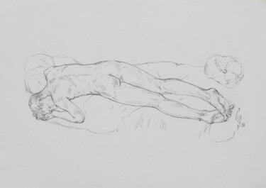 Drawing titled "Boy on the sofa" by Sergey Sovkov, Original Artwork, Pencil