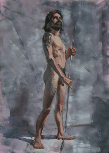 Painting titled "Tomas posing" by Sergey Sovkov, Original Artwork, Acrylic