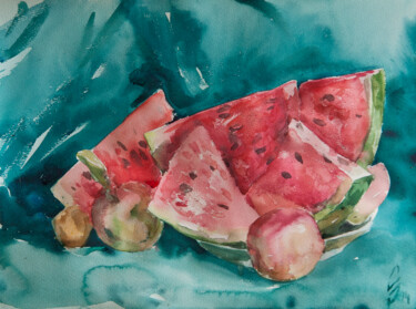 "Watermelon" başlıklı Tablo Sergey Sovkov tarafından, Orijinal sanat, Suluboya