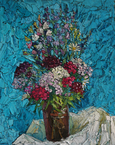 Painting titled "Carnations" by Sergey Sovkov, Original Artwork, Oil