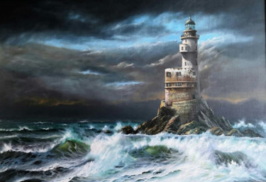 Pintura titulada "The lighthouse at C…" por Sergey Vasenkin, Obra de arte original, Oleo