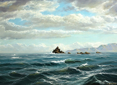 Pintura titulada "Cape Sharp" por Sergey Vasenkin, Obra de arte original, Oleo