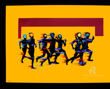 Картина под названием "Running people" - Sergey Lutsenko, Подлинное произведение искусства, Масло Установлен на Деревянная р…