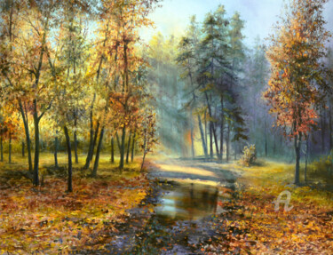 Painting titled "Autumn Symphony" by Sergey Lutsenko, Original Artwork, Oil