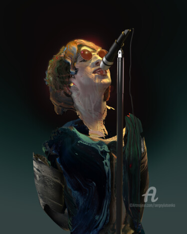 Digital Arts titled "Liam Gallagher" by Sergey Lutsenko, Original Artwork, 3D Modeling Mounted on Wood Stretcher frame