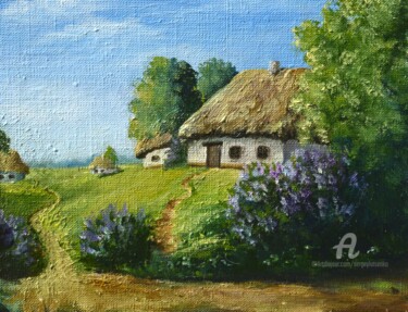 Painting titled "Rural motives" by Sergey Lutsenko, Original Artwork, Oil