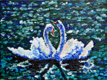 Pintura titulada "1.Swans" por Sergey Lutsenko, Obra de arte original, Oleo