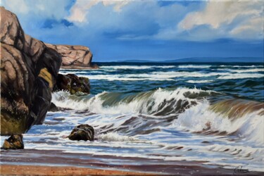 Peinture intitulée "On the coast" par Serghei Ghetiu, Œuvre d'art originale, Huile