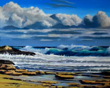Painting titled "The seascape with c…" by Serghei Ghetiu, Original Artwork, Oil