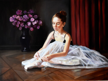 绘画 标题为“Ballerina, preparin…” 由Serghei Ghetiu, 原创艺术品, 油