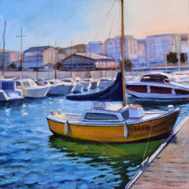 Pintura intitulada "The Altea harbour" por Serghei Ghetiu, Obras de arte originais, Óleo