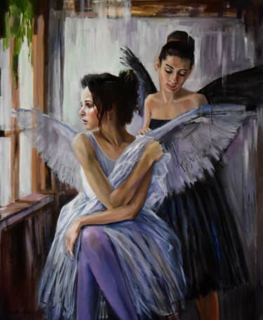 Ζωγραφική με τίτλο "The ballet angels,…" από Serghei Ghetiu, Αυθεντικά έργα τέχνης, Λάδι Τοποθετήθηκε στο Ξύλινο φορείο σκελ…