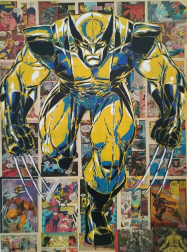 Peinture intitulée "Wolverine" par Sérgio Clemente, Œuvre d'art originale, Acrylique Monté sur Châssis en bois