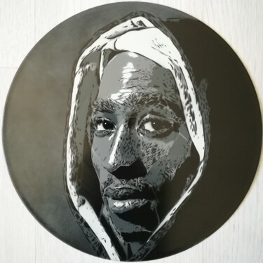 Peinture intitulée "Tupac Shakur" par Sérgio Clemente, Œuvre d'art originale, Bombe aérosol