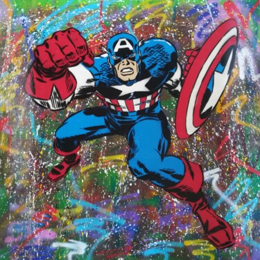 「Captain America "Cl…」というタイトルの絵画 Sérgio Clementeによって, オリジナルのアートワーク, アクリル