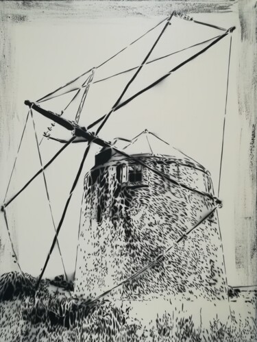 Painting titled "Windmill" by Sérgio Clemente, Original Artwork, Acrylic