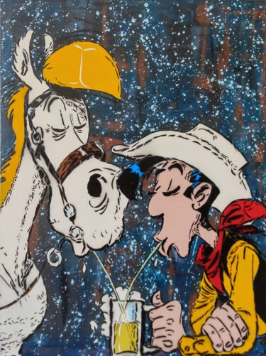 "Lucky Luke & Jolly…" başlıklı Tablo Sérgio Clemente tarafından, Orijinal sanat, Akrilik
