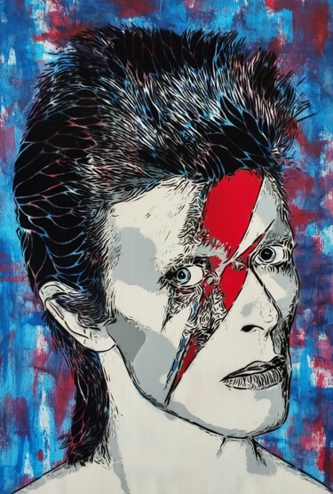 Pittura intitolato "David Bowie Aladdin" da Sérgio Clemente, Opera d'arte originale, Acrilico